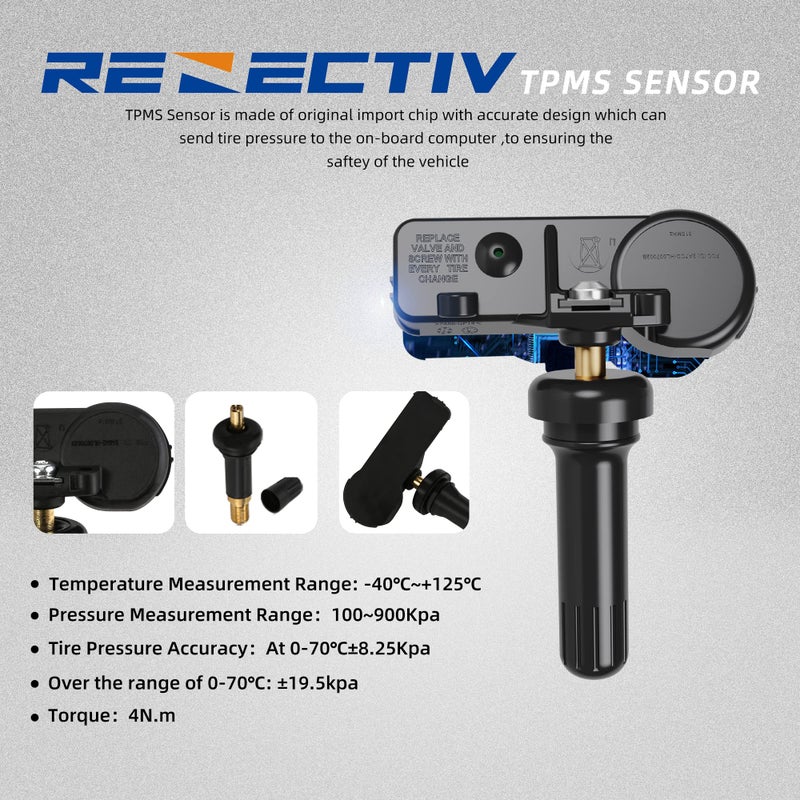 RENECTIV TPMS Sensor,315MHZ Tire Pressure Monitoring System Replacement for Ford F150 Ecosport Edge Escape Explorer Focus Mustang Lincoln MKC MKS MKT MKZ Navigator Replace#DE8T-1A180-AA 9L3Z-1A180-AF Set of 4 - Image 4